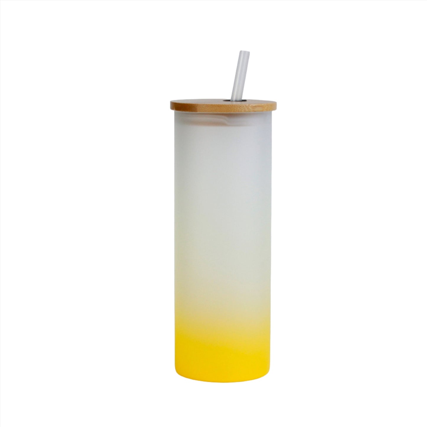 Sublimation Frosted Glass Gradient Colored Tumbler Mug with Bamboo lid