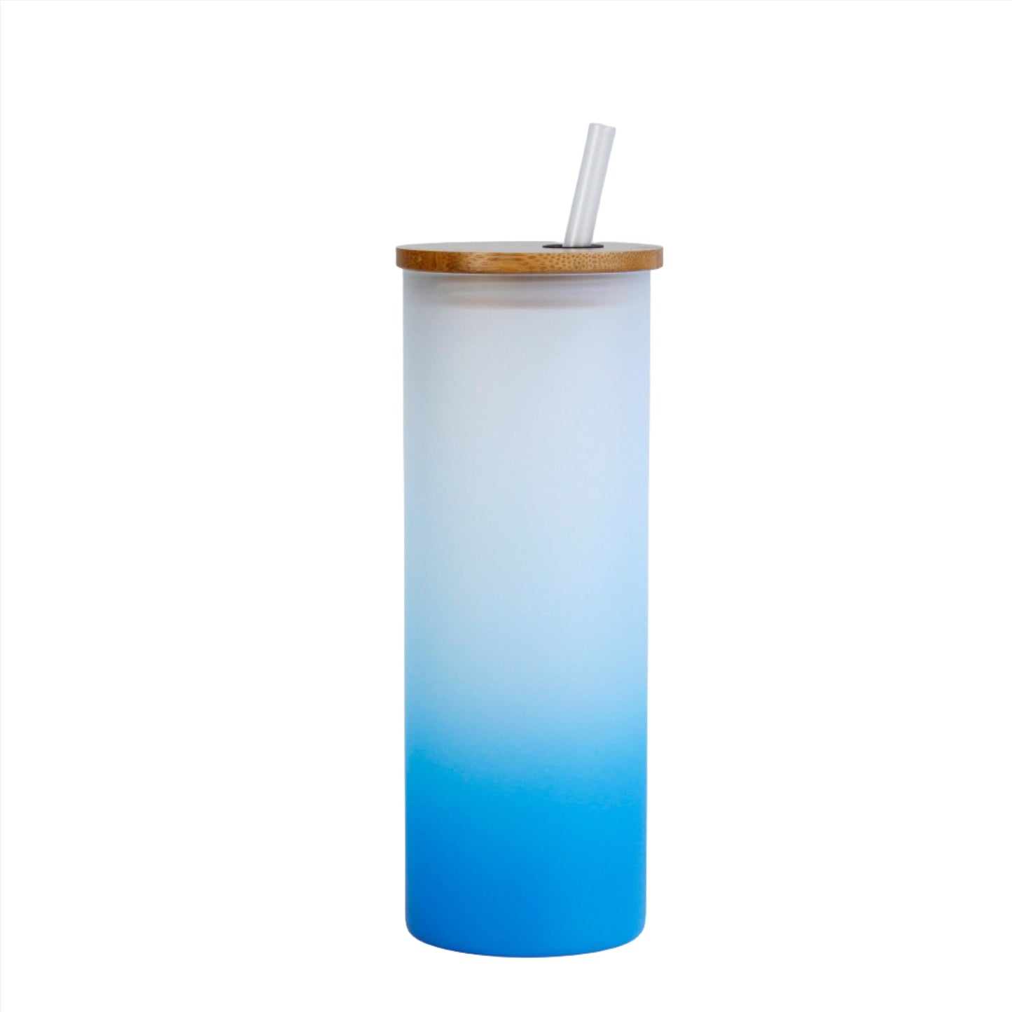 Sublimation Frosted Glass Gradient Colored Tumbler Mug with Bamboo lid