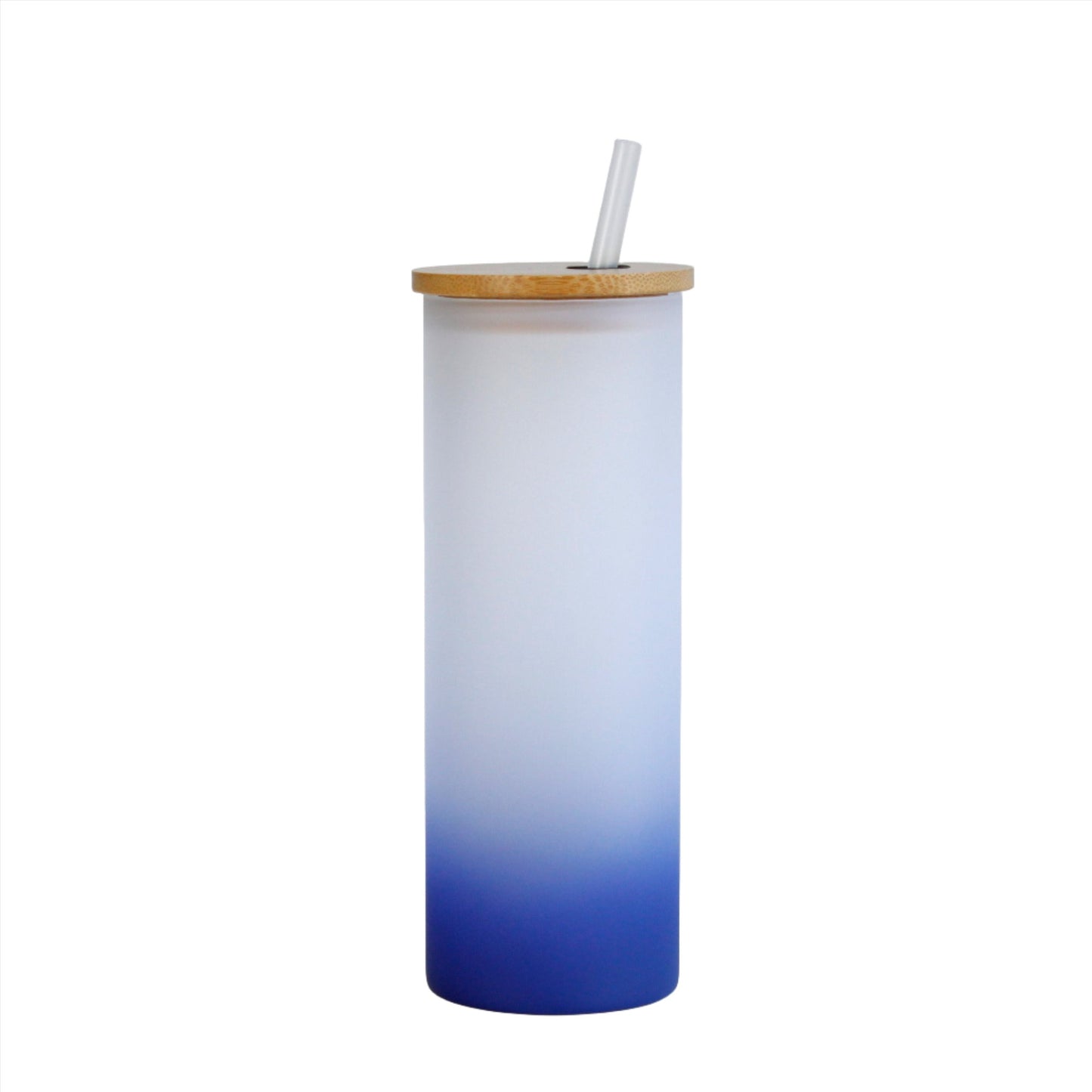 Sublimation Frosted Glass Gradient Colored Tumbler Mug with Bamboo lid