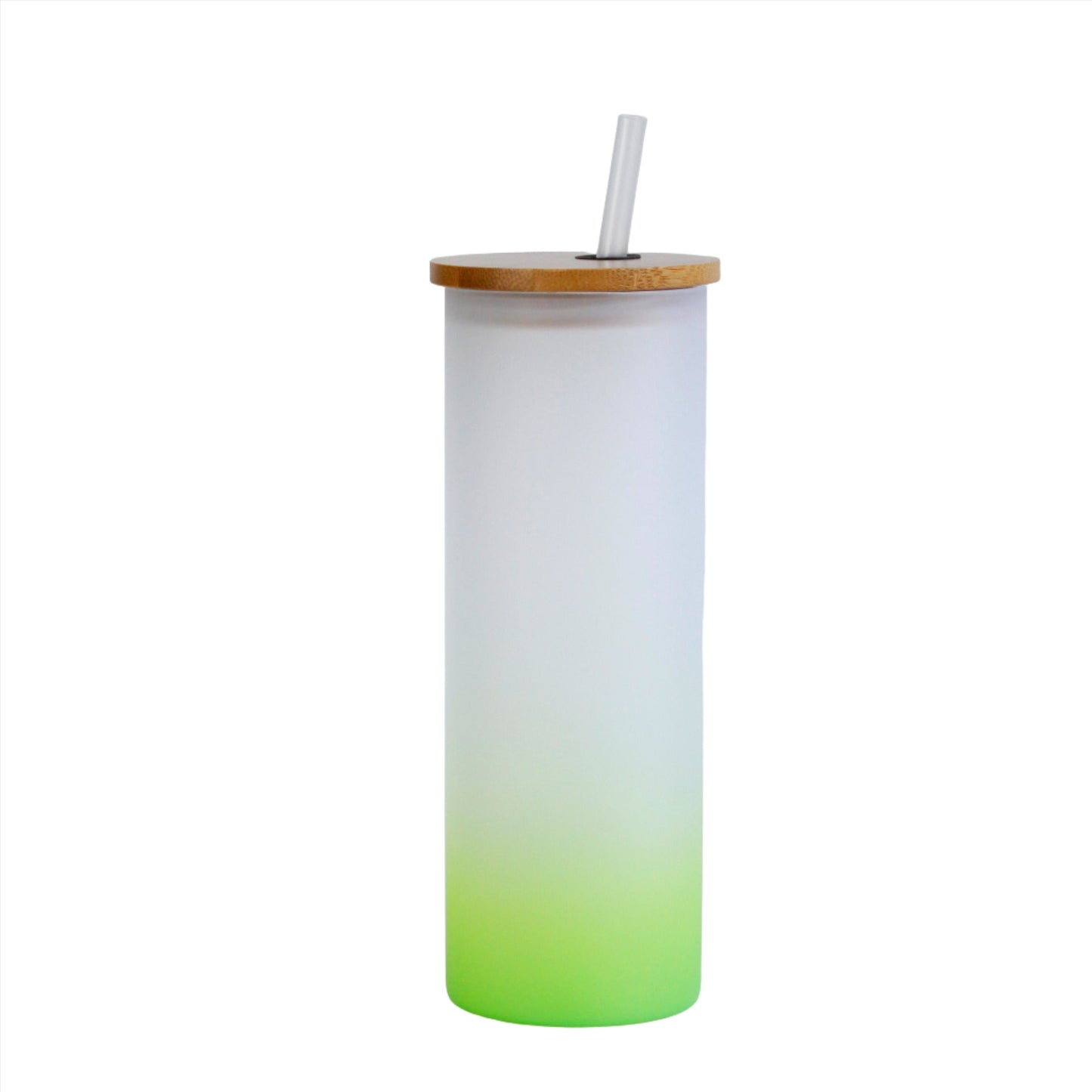 Sublimation Frosted Glass Gradient Colored Tumbler Mug with Bamboo lid