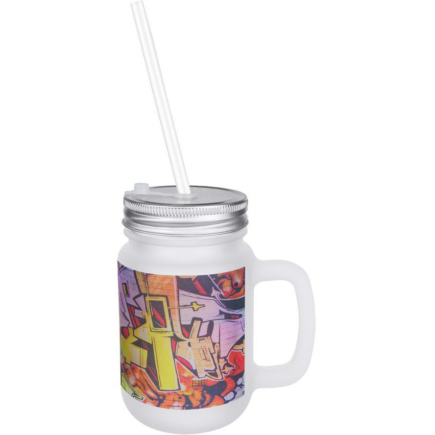 Sublimation Frosted Mason Jar with Lid & Straw